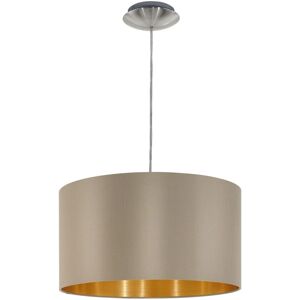Satin Nickel Steel Pendant Light Taupe Gold Fabric E27 60W - Pendant Light Satin Nickel Steel Pendant Light Taupe Gold Fabric E27 60W - Pendant Light