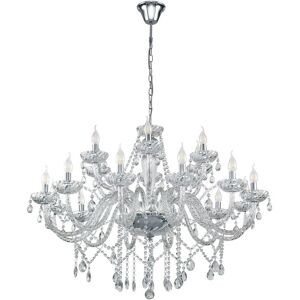 Chandelier Light Chrome Steel & Glass Droplets - E14 18x40W Chandelier Light Chrome Steel & Glass Droplets - E14 18x40W