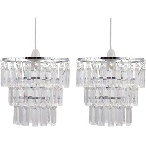 First Choice Lighting Set of 2 Three Tier Acrylic Crystal Light Shades in Clear Clear First Choice Lighting Set of 2 Three Tier Acrylic Crystal Light Shades in Clear Clear