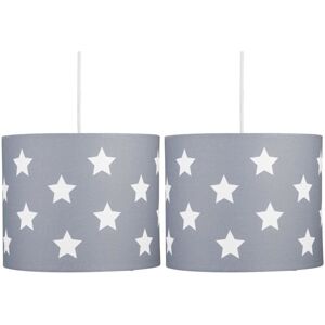First Choice Lighting Set of 2 Grey with White Stars 25cm Light Shades White First Choice Lighting Set of 2 Grey with White Stars 25cm Light Shades White
