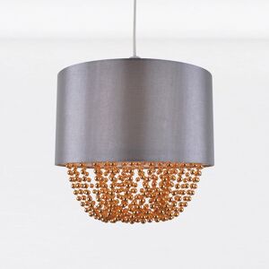 First Choice Lighting Grey Faux Silk & Copper Jewelled Ceiling Light Shade Grey First Choice Lighting Grey Faux Silk & Copper Jewelled Ceiling Light Shade Grey