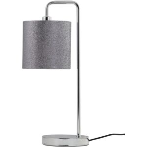 First Choice Lighting Chrome Arched Table Lamp with Grey Glitter Shade in Silver Silver First Choice Lighting Chrome Arched Table Lamp with Grey Glitter Shade in Silver Silver