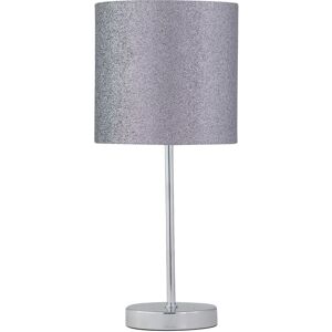 First Choice Lighting Chrome Stick Table Lamp with Grey Glitter Shade in Silver Silver First Choice Lighting Chrome Stick Table Lamp with Grey Glitter Shade in Silver Silver