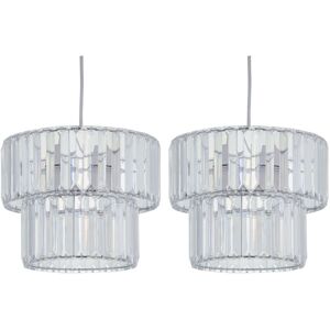 First Choice Lighting Set of 2 Clint - Clear Acrylic Crystal Two Tier Easy Fit Pendant Shades Clear First Choice Lighting Set of 2 Clint - Clear Acrylic Crystal Two Tier Easy Fit Pendant Shades Clear