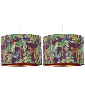 First Choice Lighting Set of 2 Safari - Velvet Safari Design 30cm Pendant or Table Lamp Shades in Green Green First Choice Lighting Set of 2 Safari - Velvet Safari Design 30cm Pendant or Table Lamp Shades in Green Green