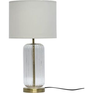First Choice Lighting Walpole - Clear Fluted Glass & Antique Brass 49cm Table Lamp with Ivory Fabric Shade in Gold Gold First Choice Lighting Walpole - Clear Fluted Glass & Antique Brass 49cm Table Lamp with Ivory Fabric Shade in Gold Gold