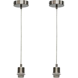 First Choice Lighting Set of 2 Carss - Satin Nickel Ceiling Pendant Flex Suspension Kits for Easy Fit Shades in Silver Silver First Choice Lighting Set of 2 Carss - Satin Nickel Ceiling Pendant Flex Suspension Kits for Easy Fit Shades in Silver Silver