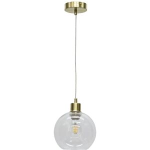 First Choice Lighting Barnum - Clear Glass Globe with Satin Brass Pendant Fitting in Gold Gold First Choice Lighting Barnum - Clear Glass Globe with Satin Brass Pendant Fitting in Gold Gold