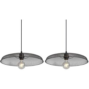 First Choice Lighting Set of 2 Cassidy - Large Black Mesh Easy Fit Metal Pendant Shades Black First Choice Lighting Set of 2 Cassidy - Large Black Mesh Easy Fit Metal Pendant Shades Black
