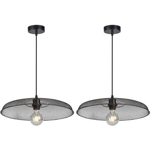First Choice Lighting Set of 2 Cassidy - Large Black Mesh Ceiling Pendant Lights Black First Choice Lighting Set of 2 Cassidy - Large Black Mesh Ceiling Pendant Lights Black