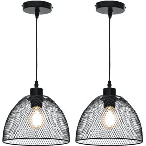 First Choice Lighting Set of 2 Cassidy - Medium Black Mesh Ceiling Pendant Lights Black First Choice Lighting Set of 2 Cassidy - Medium Black Mesh Ceiling Pendant Lights Black