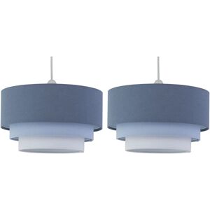 First Choice Lighting Set of 2 Gabi - Blue Ombre Linen 3 Tier Ceiling Light Shades Blue First Choice Lighting Set of 2 Gabi - Blue Ombre Linen 3 Tier Ceiling Light Shades Blue