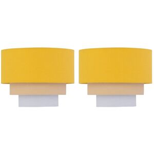 First Choice Lighting Set of 2 Gabi - Ochre Ombre Linen 22cm Table Lamp Shades in Yellow Yellow First Choice Lighting Set of 2 Gabi - Ochre Ombre Linen 22cm Table Lamp Shades in Yellow Yellow