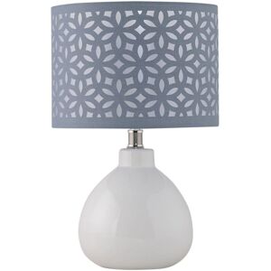 First Choice Lighting Tuscan - White Ceramic Lamp with Grey Cut Out Shade White First Choice Lighting Tuscan - White Ceramic Lamp with Grey Cut Out Shade White