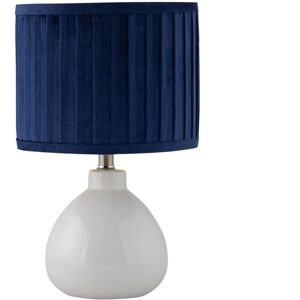First Choice Lighting Tuscan - White Ceramic Lamp with Navy Pleated Velvet Shade White First Choice Lighting Tuscan - White Ceramic Lamp with Navy Pleated Velvet Shade White