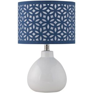 First Choice Lighting Tuscan - White Ceramic Lamp with Navy Blue Cut Out Shade White First Choice Lighting Tuscan - White Ceramic Lamp with Navy Blue Cut Out Shade White