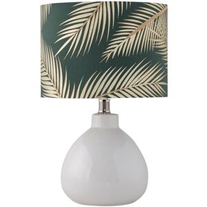 First Choice Lighting Tuscan - White Ceramic Lamp with Tropical Green Shade White First Choice Lighting Tuscan - White Ceramic Lamp with Tropical Green Shade White