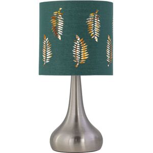 First Choice Lighting Romana - Brushed Chrome Touch Operated Table Lamp with Dark Green Fern Shade in Silver Silver First Choice Lighting Romana - Brushed Chrome Touch Operated Table Lamp with Dark Green Fern Shade in Silver Silver