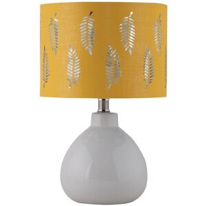 First Choice Lighting Tuscan - White Ceramic Lamp with Ochre Fern Shade White First Choice Lighting Tuscan - White Ceramic Lamp with Ochre Fern Shade White