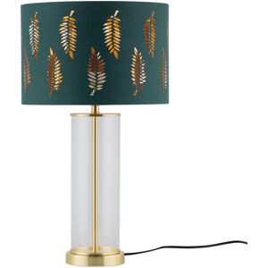 First Choice Lighting Aura - Satin Brass Table Lamp with Green Fern Cut Out Silver Shade in Gold Gold First Choice Lighting Aura - Satin Brass Table Lamp with Green Fern Cut Out Silver Shade in Gold Gold