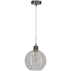 First Choice Lighting Barnum - Clear Dimple Glass Globe with Satin Nickel Pendant Fitting in Silver Silver First Choice Lighting Barnum - Clear Dimple Glass Globe with Satin Nickel Pendant Fitting in Silver Silver