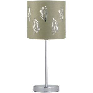 First Choice Lighting Chrome Stick Table Lamp with Sage Green Fern Shade in Silver Silver First Choice Lighting Chrome Stick Table Lamp with Sage Green Fern Shade in Silver Silver