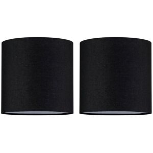 First Choice Lighting Set of 2 Black Textured Cotton 17cm Table Lamp Shades Black First Choice Lighting Set of 2 Black Textured Cotton 17cm Table Lamp Shades Black