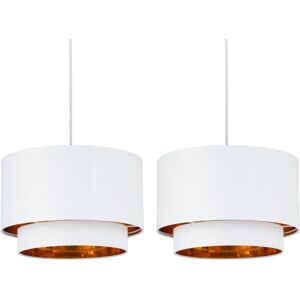 First Choice Lighting Set of 2 Kozy - White & Gold 30cm Pendant Shades White First Choice Lighting Set of 2 Kozy - White & Gold 30cm Pendant Shades White