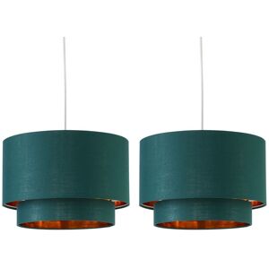 First Choice Lighting Set of 2 Kozy - Dark Green & Gold 30cm Pendant Shades Green First Choice Lighting Set of 2 Kozy - Dark Green & Gold 30cm Pendant Shades Green