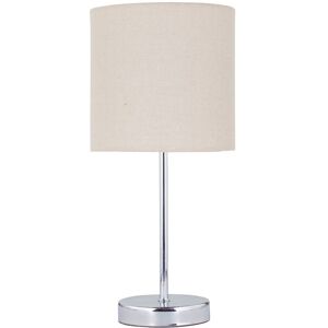 First Choice Lighting Chrome Stick Table Lamp with Natural Linen Shade in Silver Silver First Choice Lighting Chrome Stick Table Lamp with Natural Linen Shade in Silver Silver