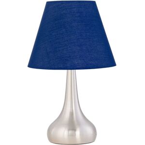 First Choice Lighting Romana - Brushed Chrome Touch Operated Table Lamp with Navy Blue Shade in Silver Silver First Choice Lighting Romana - Brushed Chrome Touch Operated Table Lamp with Navy Blue Shade in Silver Silver