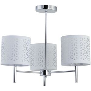 First Choice Lighting Brea - Chrome 3 Light Fitting with White Cut Out Shades in Silver Silver First Choice Lighting Brea - Chrome 3 Light Fitting with White Cut Out Shades in Silver Silver