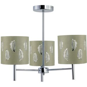 First Choice Lighting Brea - Chrome 3 Light Fitting with Sage Green Fern Shades in Silver Silver First Choice Lighting Brea - Chrome 3 Light Fitting with Sage Green Fern Shades in Silver Silver