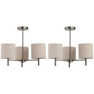 First Choice Lighting Set of 2 Brea - Antique Brass Light Fittings with Natural Linen Shades in Gold Gold First Choice Lighting Set of 2 Brea - Antique Brass Light Fittings with Natural Linen Shades in Gold Gold