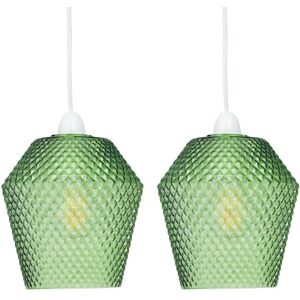 First Choice Lighting Set of 2 Porter - Green Textured Glass Easy Fit Pendant Shades Green First Choice Lighting Set of 2 Porter - Green Textured Glass Easy Fit Pendant Shades Green