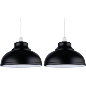 First Choice Lighting Set of 2 Dome - Black Easy Fit Metal Pendant Shades Black First Choice Lighting Set of 2 Dome - Black Easy Fit Metal Pendant Shades Black