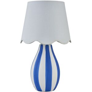 First Choice Lighting Connie - Blue & White Stripe Ceramic Table Lamp with Scalloped Shade White First Choice Lighting Connie - Blue & White Stripe Ceramic Table Lamp with Scalloped Shade White