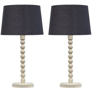 First Choice Lighting Set of 2 Bobbin - Ivory Lamps with Black & Gold Shades in White White First Choice Lighting Set of 2 Bobbin - Ivory Lamps with Black & Gold Shades in White White