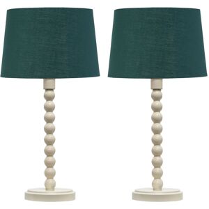 First Choice Lighting Set of 2 Bobbin - Ivory Lamps with Dark Green & Gold Shades in White White First Choice Lighting Set of 2 Bobbin - Ivory Lamps with Dark Green & Gold Shades in White White