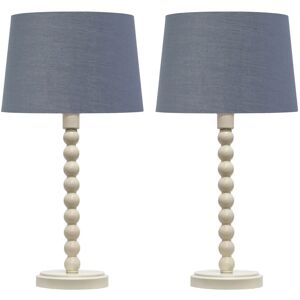 First Choice Lighting Set of 2 Bobbin - Ivory Lamps with Dark Grey & Gold Shades in White White First Choice Lighting Set of 2 Bobbin - Ivory Lamps with Dark Grey & Gold Shades in White White