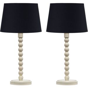First Choice Lighting Set of 2 Bobbin - Ivory Lamps with Black Cotton Shades in White White First Choice Lighting Set of 2 Bobbin - Ivory Lamps with Black Cotton Shades in White White