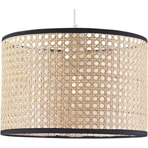Happy Homewares Natural Wicker Rattan Drum Shaped Pendant Lamp Shade with Black Cotton Trims in Brown Brown Happy Homewares Natural Wicker Rattan Drum Shaped Pendant Lamp Shade with Black Cotton Trims in Brown Brown