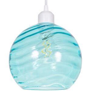 Happy Homewares - Teal Ribbed Glass - Non Electric - Shade - Pendant Lamp Shade Happy Homewares - Teal Ribbed Glass - Non Electric - Shade - Pendant Lamp Shade