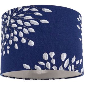 Happy Homewares Modern Navy Midnight Blue Drum Lampshade with Off-White Floral Decoration Size: 10 inches Midnight 10 inches Happy Homewares Modern Navy Midnight Blue Drum Lampshade with Off-White Floral Decoration Size: 10 inches Midnight 10 inches