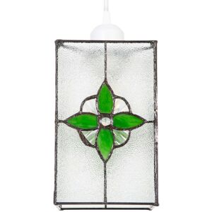 Happy Homewares Traditional Clear Glass Tiffany Style Pendant Light Shade with Coloured Panels in Green Green Happy Homewares Traditional Clear Glass Tiffany Style Pendant Light Shade with Coloured Panels in Green Green