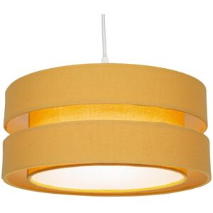 Happy Homewares Contemporary Linen Fabric Triple Tier Ceiling Pendant Light Shade in Mustard Size: 14 inches Mustard 14 inches Happy Homewares Contemporary Linen Fabric Triple Tier Ceiling Pendant Light Shade in Mustard Size: 14 inches Mustard 14 inches