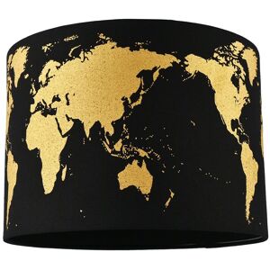 Happy Homewares Modern Shiny Gold Foil World Map Lamp Shade in Black Cotton Fabric Size: 10 inches Black 10 inches Happy Homewares Modern Shiny Gold Foil World Map Lamp Shade in Black Cotton Fabric Size: 10 inches Black 10 inches