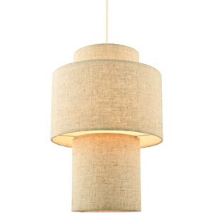 Happy Homewares Designer Natural Oatmeal Beige Linen Triple Level Pendant Light Shade in Brown Brown Happy Homewares Designer Natural Oatmeal Beige Linen Triple Level Pendant Light Shade in Brown Brown