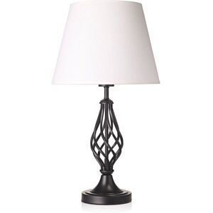 Happy Homewares Traditional Table Lamp with Barley Twist Base & Linen Shade in Black Black Happy Homewares Traditional Table Lamp with Barley Twist Base & Linen Shade in Black Black