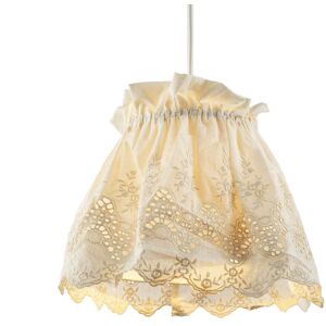 Happy Homewares Modern Cream Cotton Fabric Pendant Lamp Shade with Floral Lace Design Cream Happy Homewares Modern Cream Cotton Fabric Pendant Lamp Shade with Floral Lace Design Cream